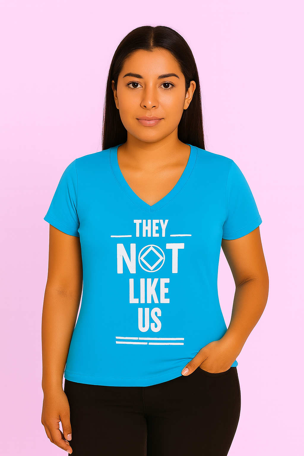 They Not Like Us womens v-neck t-shirt Teal Blue