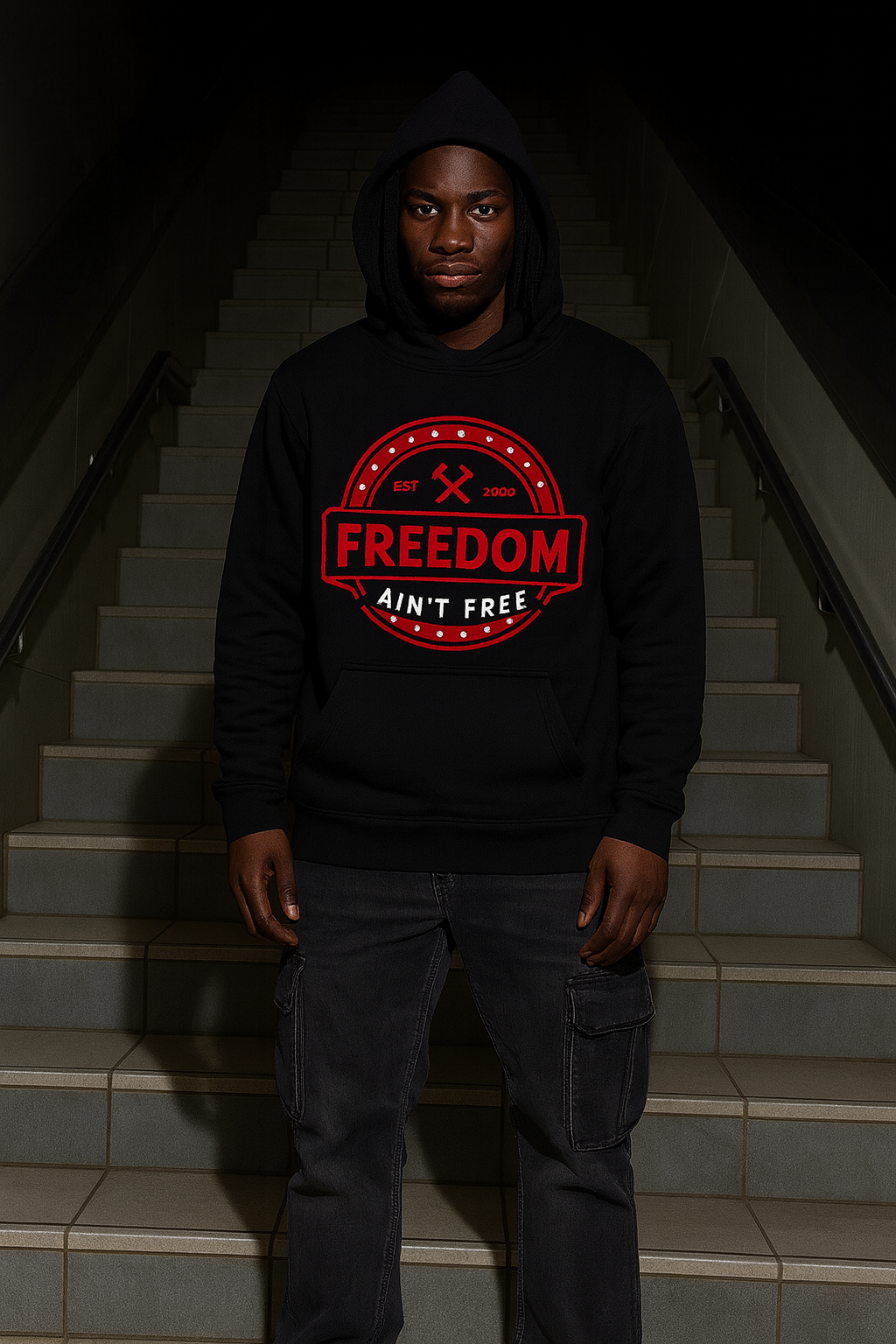 Black and Red Freedom A'int Free Hoodie