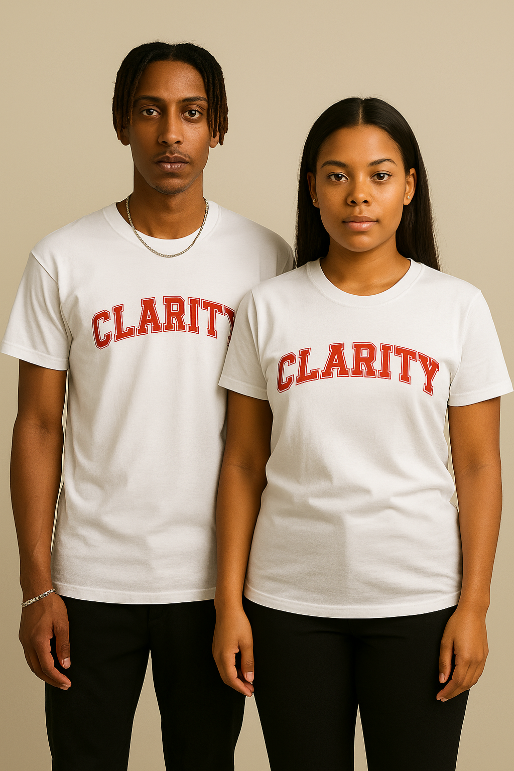 Clarity t-shirt white with red print