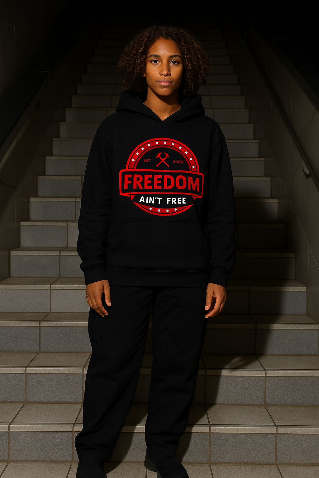 Black and Red Freedom A'int Free Hoodie