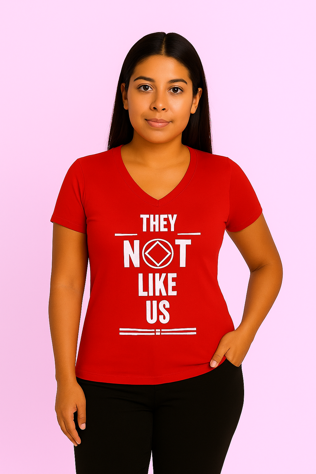 Red They Not Like Us womens v-neck t-shirt