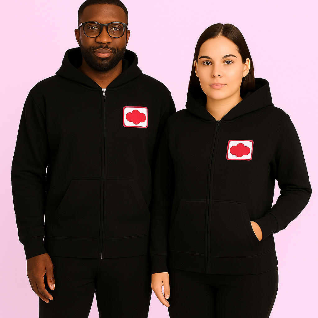 Black Pink Cloud Zip Up Hoodie