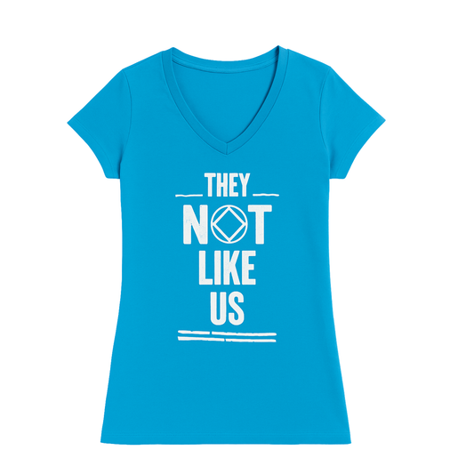 They Not Like Us womens v-neck t-shirt Teal Blue