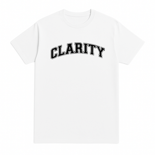 Clarity t-shirt white with black print