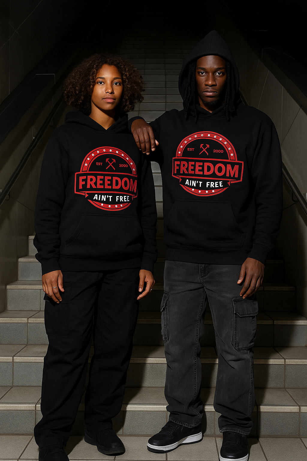 Black and Red Freedom A'int Free Hoodie