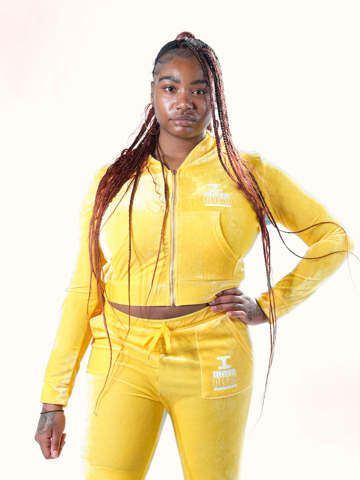 I Move Clean Yellow Velour Set