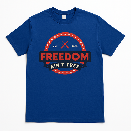 Freedom Aint Free T-Shirt Royal with Red
