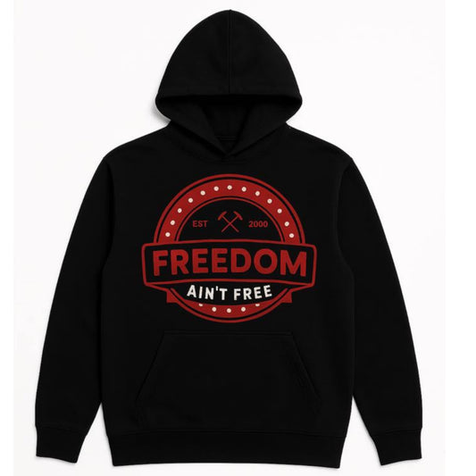 Black and Red Freedom A'int Free Hoodie
